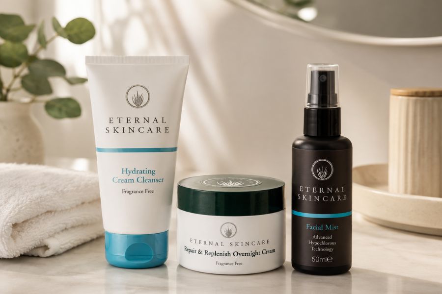 Hydrating Cream Cleanser, Repair & Replenish Overnight Cream and Advanced Hypochlorous Facial Mist