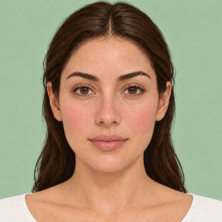 Illustration of sensitive skin showing mild pinkness across the cheeks and around the nose.