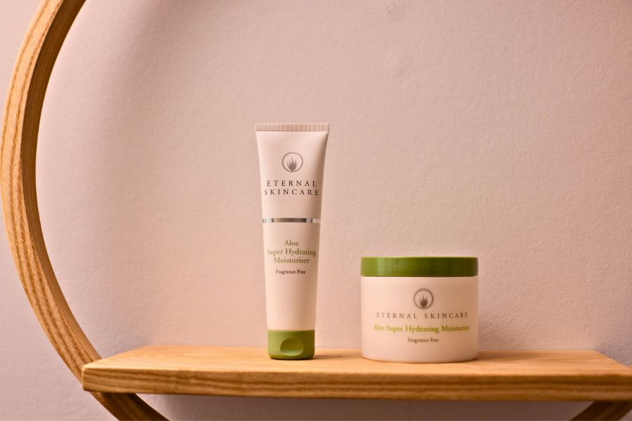 Eternal Skincare Super Hydrating Moisturiser fragrance-free face and body moisturiser in 100ml and 225ml sizes